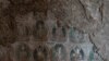 中国甘肃张掖市马蹄寺石窟群的壁画古迹。（2023年4月27日）