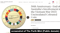 Hình ảnh đồng xu kỷ niệm Chiến tranh Việt Nam được phát hành ở Australia năm 2023.