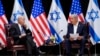 Tổng thống Mỹ Joe Biden, trái, và Thủ tướng Israel Benjamin Netanyahu họp song phương mở rộng, ngày 18/10/2023, tại Tel Aviv. 