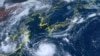 This satellite image provided by the National Institute of Information and Communications Technology shows Typhoon Khanun moving toward Okinawa, Japan, Aug. 1, 2023. 