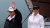 Lokacin ziyarar farko da Trump da uwargidansa Melania suka kai jihar Texas. Nan a filin tashin jiragen Corpus Christi ne ranar 29, ga watan Agusta 2017.