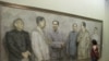 第一代中国领导人（国画）：右起：邓小平、毛泽东、朱德、 周恩来、刘少奇、陈云。（美国之音张楠拍摄）