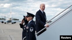 U.S. President Joe Biden boards Air Force One