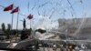 A damaged window is pictured at the police headquarters in Ankara, Turkey, July 18, 2016.