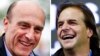 Esta combinación de fotos de archivo muestra al candidato presidencial del gobernante Frente Amplio, Daniel Martínez, a la izquierda, el 20 de octubre de 2019, y a su rival Luis Lacalle Pou, líder del opositor Partido Nacional, el 22 de octubre de 2019, ambos en Montevideo.