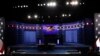 The stage is set prior to the third and final 2016 U.S. presidential campaign debate between Democratic presidential candidate Hillary Clinton and her Republican rival Donald Trump, at UNLV in Las Vegas, Nevada, U.S., Oct. 19, 2016.