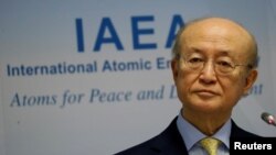 FILE - International Atomic Energy Agency Director General Yukiya Amano addresses a news conference during a board of governors meeting at the IAEA headquarters in Vienna, March 4, 2019. 