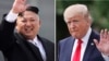 Shugaba Kim Jong Un (daga hagu) shugaba Donald Trump (daga dama)