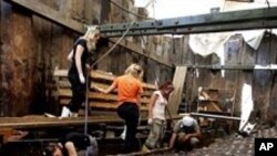 Turkish archaeologists work on the remains of a tenth century Byzantinian ship in Istanbul (File)