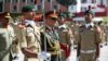 General Sher Mohammad Karimi, Afghan Army Chief of General Staff who was chief guest at passing out parade at Pakistan Military Academy, Kakul reviewing the parade, April 18, 2015.