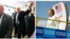 U.S. Republican presidential nominee Donald Trump in King of Prussia, Pennsylvania, and Democrat Hillary Clinton arriving in Lakeland, Florida, Nov. 1, 2016.