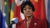 United Nations High Commissioner for Human Rights Navi Pillay answers reporter's questions during a recess of Security Council consultations at the UN headquarters in New York, July 2, 2012. 