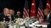 Turkey's President Tayyip Erdogan (L) listens to remarks by U.S. President Barack Obama (R) to reporters after their bilateral meeting alongside the G20 Summit, in Hangzhou, China, Sept. 4, 2016. 
