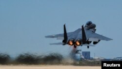 Một máy bay F-15K của Hàn Quốc cất cảnh (ảnh tư liệu, tháng 4/2017). 
